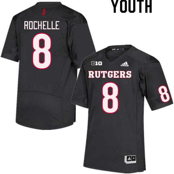 Youth #8 Rashad Rochelle Rutgers Scarlet Knights College Football Jerseys Stitched Sale-Black - Click Image to Close